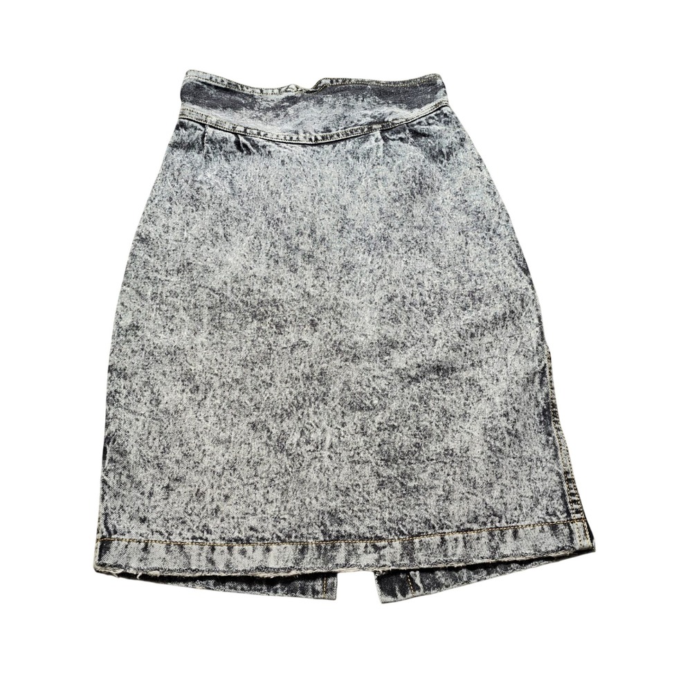 Prezzia Acid Wash Denim Pencil Skirt Womens 25 Grey High Waist Vintage 80s 90s
